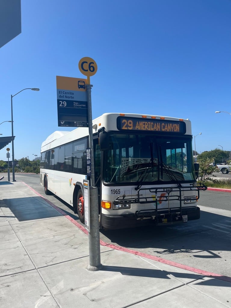 Napa Valley Transportation Authority's Route 29 Napa-BART bus at the El Cerrito BART Station. NVTA photo