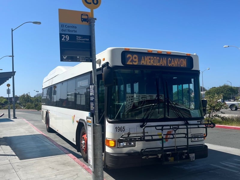 Napa Valley Transportation Authority's Route 29 Napa-BART bus at the El Cerrito BART Station. NVTA photo
