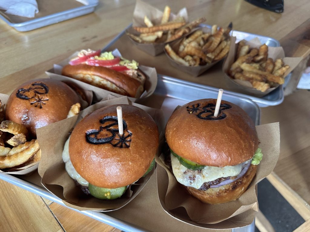 American Wagyu Beef burgers are the centerpiece of the menu at Burgers & Half Bottles. Lisa Adams Walter photo