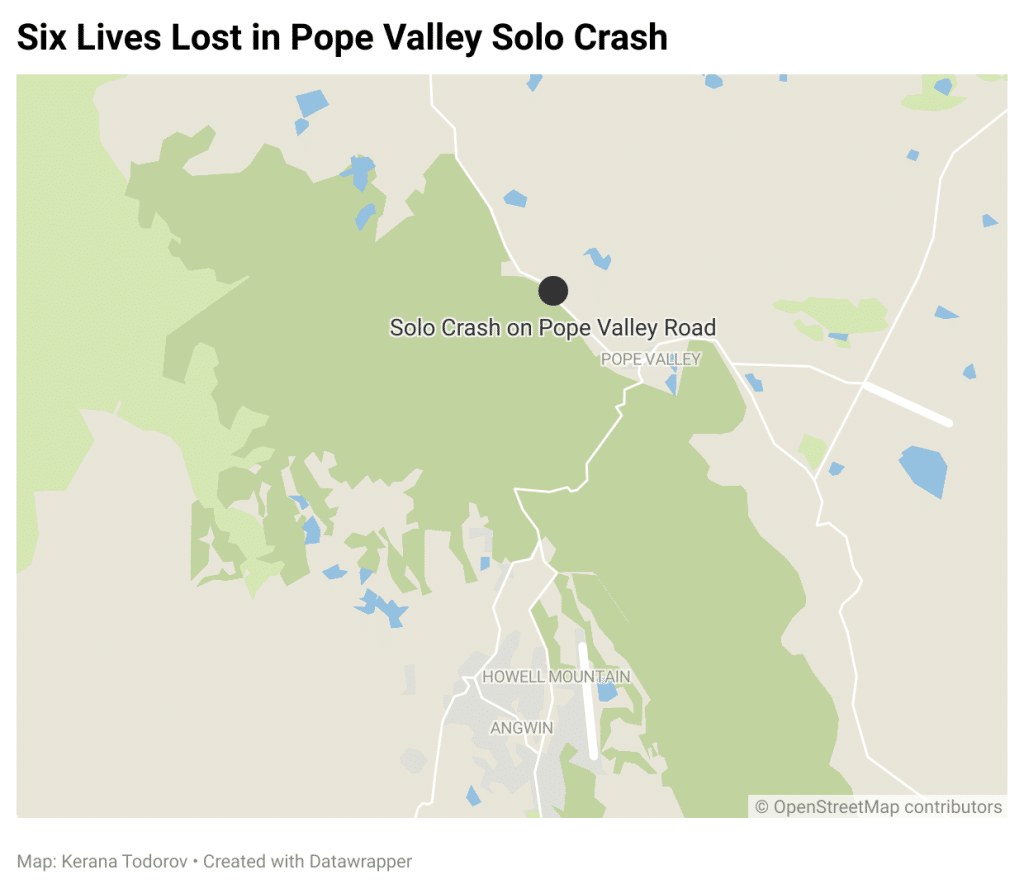 Six lives were lost in a crash in Pope Valley on Sunday. Kerana Todorov image