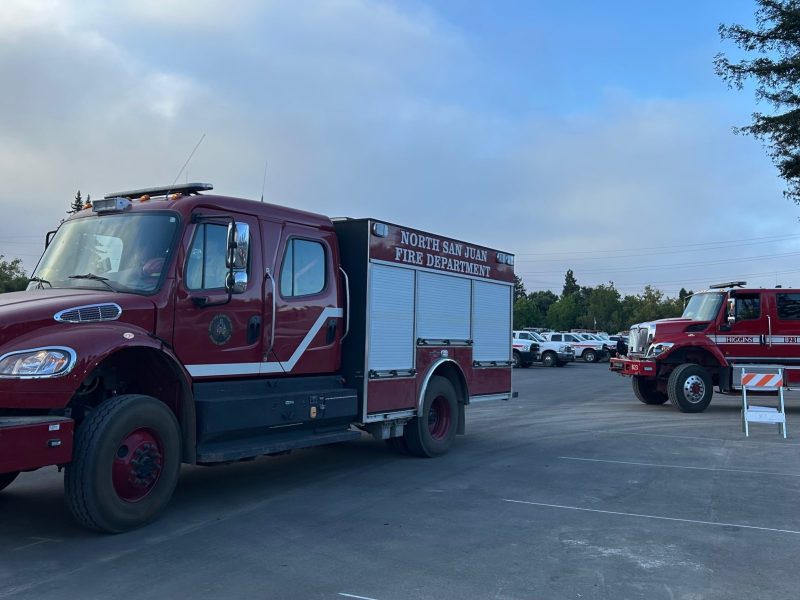 Dozens of fire engines from throughout California left base camp in Napa on Monday morning to fight the Pickett Fire. More than 200 engines were assigned to the fire as of Monday. Cal Fire's base camp was moved Sunday from Calistoga to Napa Valley Expo on Third Street in Napa to accommodate the emergency response, including 2,000-plus firefighters. Kerana Todorov photo