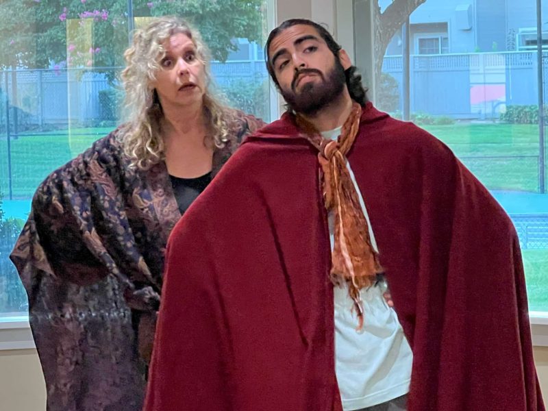 Rhonda Bowen and Luis Carbajal rehearse for "Rosencrantz and Guildenstern are Dead." Submitted photo