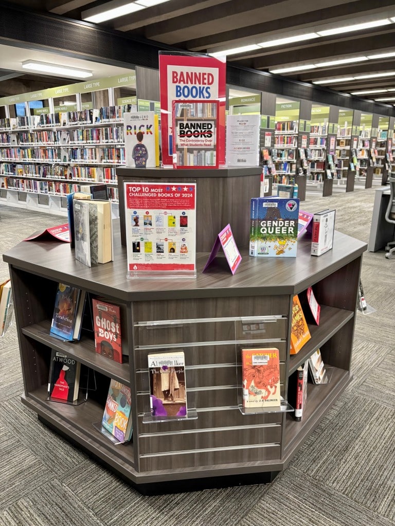 Napa Library Banned Books Week display. Submitted photo