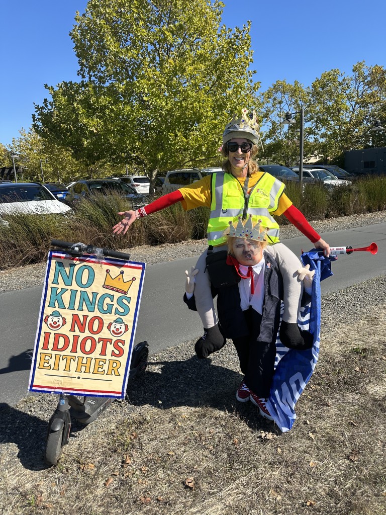 Valerie O'Pry of Indivisible Napa was a Vine Trail route volunteer stationed in Yountville. Lisa Adams Walter photo