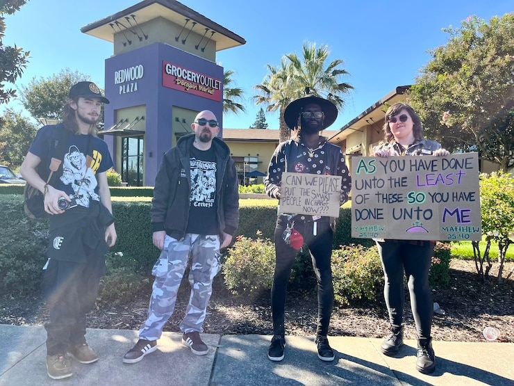 Dakota, Colin, Envy and Casper calling out the Trump Administration at Solano Ave. and Redwood Rd. for No Kings 2. Griffin Jones photo