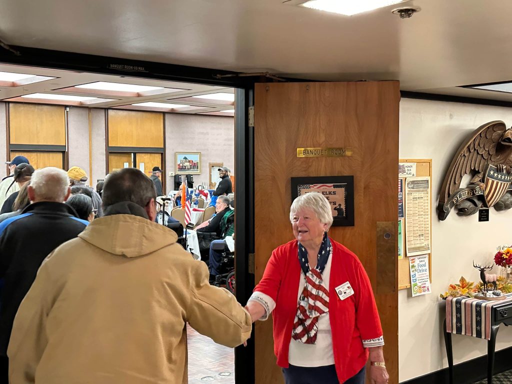 Veterans were welcomed to the Napa Elks Lodge Nov. 12 by lodge members and officers including Exalted Ruler Karen Whitecotton. Lisa Adams Walter photo.