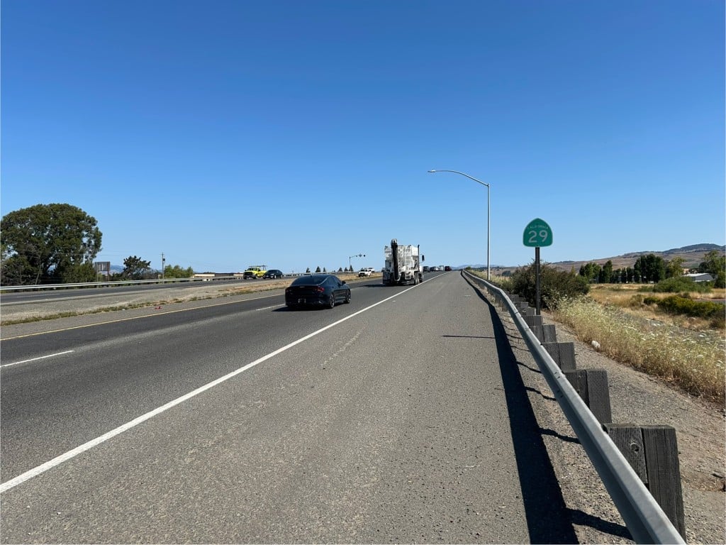 View of the shoulder of Highway 29 while walking north from southern Napa County. John Schminky photo