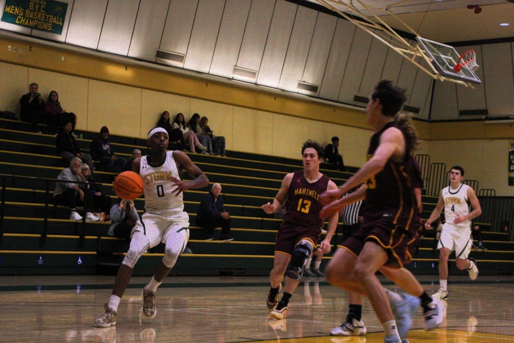 Napa Valley College sophomore guard E’Jay Rogers takes the ball down court against Hartnell on Dec. 9. Kyle Foster photo