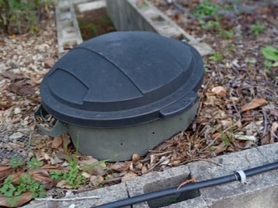 The author's compost bin buried in her keyhole garden bed. Penny Pawl photo