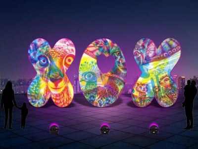 "XOX", shown in a visualization by artist Dana Fisher, is an original piece commissioned for Napa Lighted Art Festival. "I’m currently building it," the artist said. "It’s not exactly what will be displayed at the festival, but it’s pretty close." Dana Fisher image