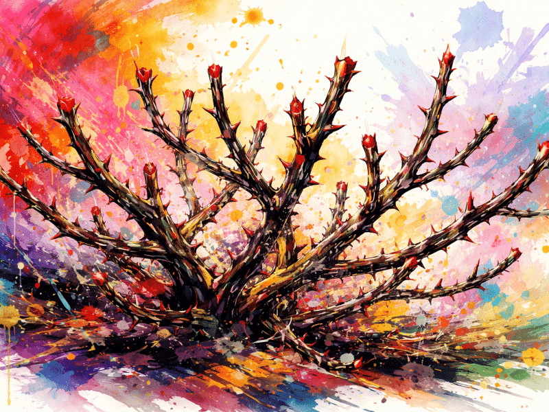 Abstract, thorny, pruned, rose bush. Napa Valley News Group graphic