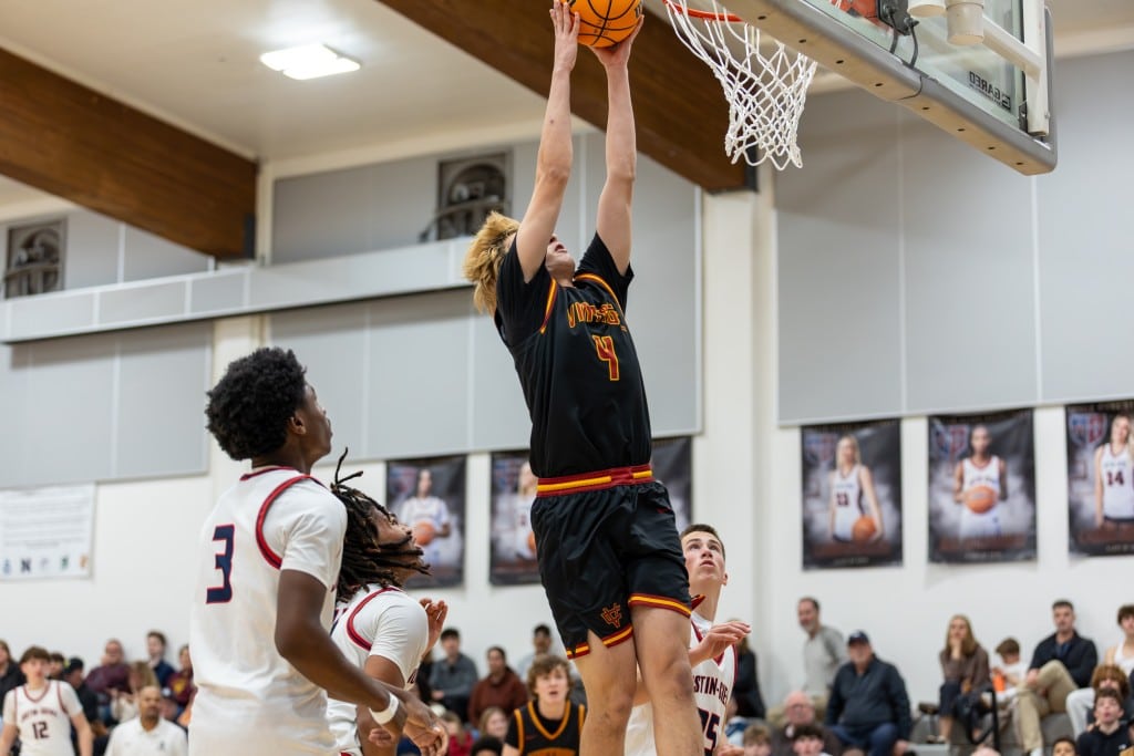Vintage High senior Adar Yildiz scored 12 points and brought down 7 rebounds in the Jan. 13 game versus Justin-Siena. Eric Thompson, Shamboozled.com photo