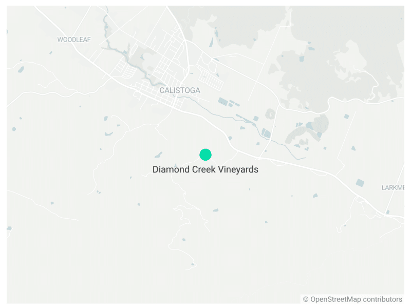 Mapped location of Diamond Creek Vineyards. Kerana Todorov graphic