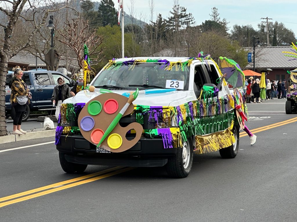 The Best Overall Entry winner in the 2026 Yountville Mardi Gras Parade was from the Yountville Arts Commission. Lisa Adams Walter photo