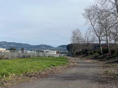 The pathway to the encampment located under the Maxwell Bridge in Napa. Griffin Jones photo