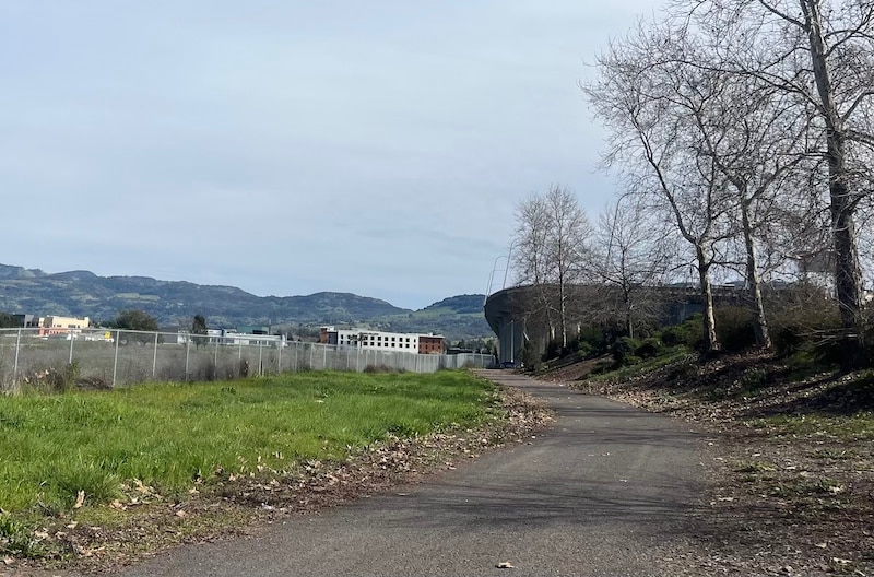 The pathway to the encampment located under the Maxwell Bridge in Napa. Griffin Jones photo
