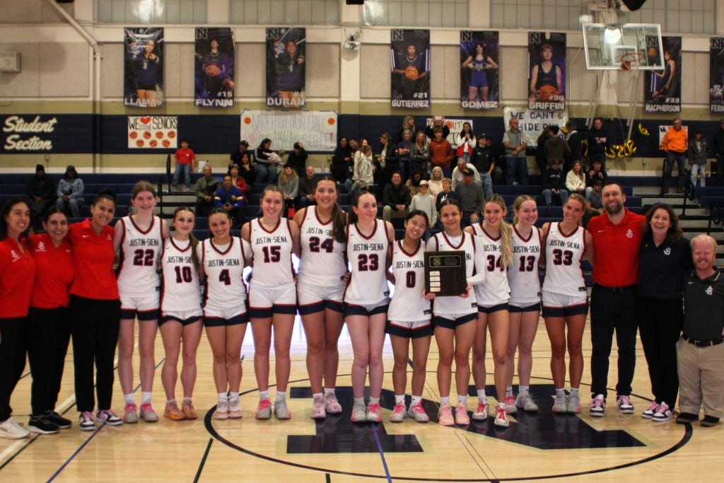 The Justin-Siena Varsity Girls Basketball Team are the Vine Valley Athletic League tournament champions. Kyle Foster photo
