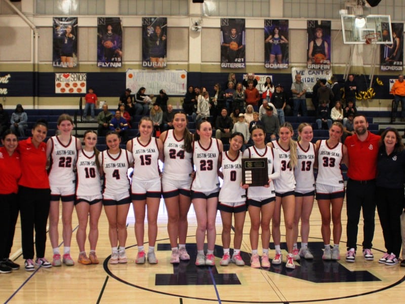 The Justin-Siena Varsity Girls Basketball Team are the Vine Valley Athletic League tournament champions. Kyle Foster photo