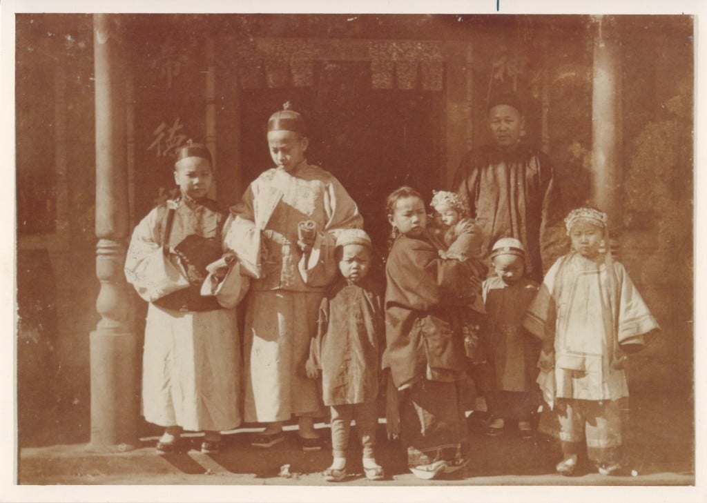Chan Wah Jack and some of his children on Feb. 19, 1896, in front of the Napa Chinatown temple that was later moved to San Francisco. Napa County Historical Society photo
