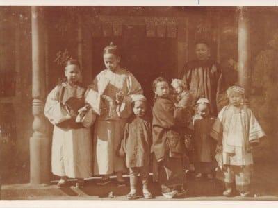 Chan Wah Jack and some of his children on Feb. 19, 1896, in front of the Napa Chinatown temple that was later moved to San Francisco. Napa County Historical Society photo