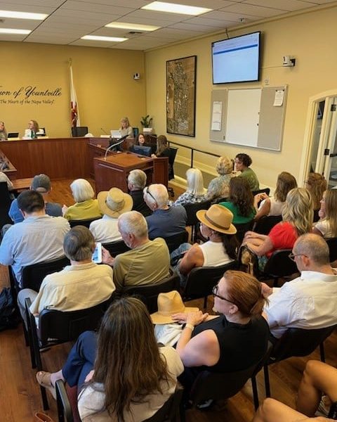 The Yountville Town Council Chambers were packed, with overflow into the hallway and the Locals Lounge. Kimberly Cook photo