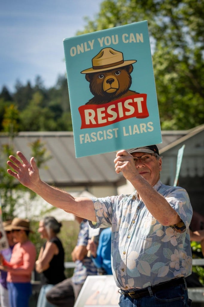 A "No Kings" demonstrator in Calistoga on March 28. Clark James Mishler photo