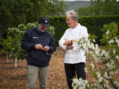 Chef Thomas Keller, right, in the French Laundry Garden. David Escalante photo