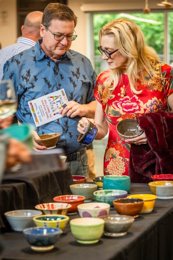 A highlight of the annual Souper Bowl, guests choose from roughly 300 clay bowls decorated and glazed by volunteers, which serve as vessels for the soups served throughout the evening and a souvenir from the event. Clark James Mishler photo